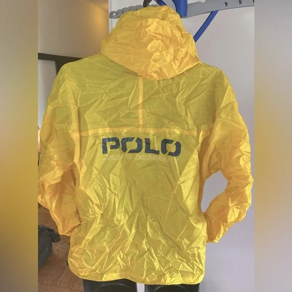 🏇🏽💛Polo Ralph Lauren Jeans Packable Windbreaker Jacket Yellow Blue Size M - Picture 7 of 12